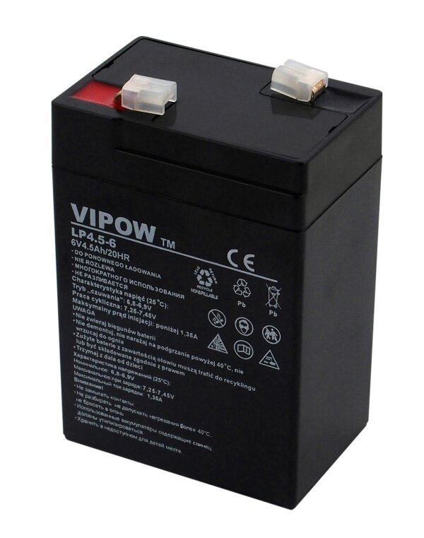 akumulator żelowy AGM Vipow 6V 4,5Ah
