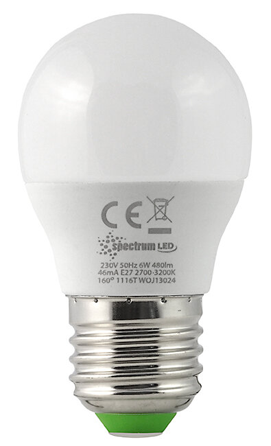 Żarówka LED 6W E27 KULKA CIEPŁA SPECTRUM WOJ13024
