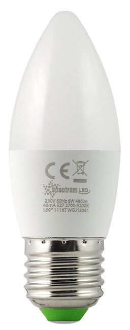 Żarówka LED 6W E27 SWIECZKA CIEPŁA SPECTRUM WOJ13061