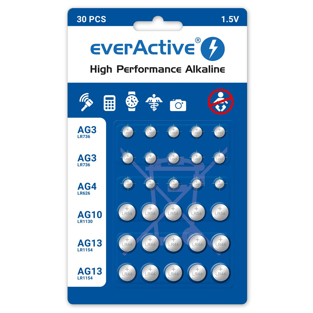Zestaw bat. alk. G3; G4; G10; G13 everActive 30BL
