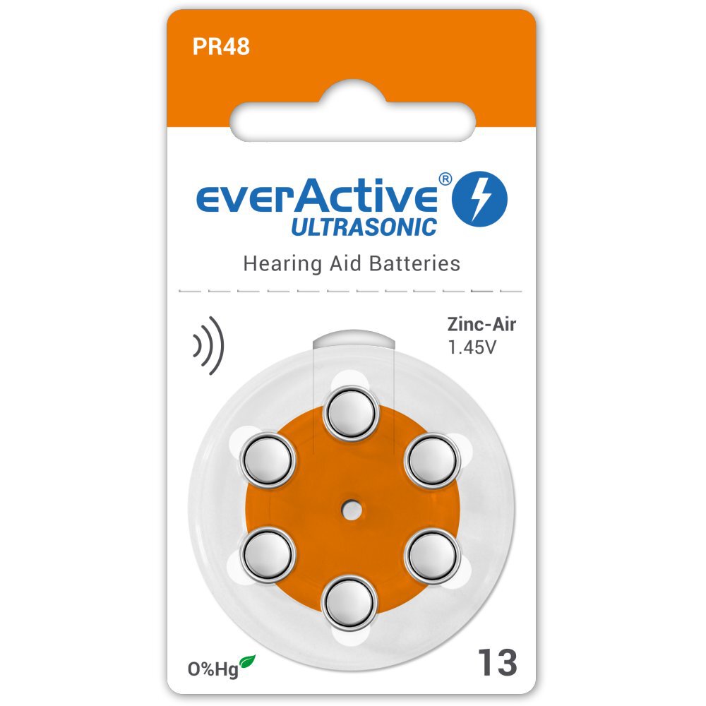 Baterie do aparatów słuchowych everActive Ultrasonic 13 6 szt.