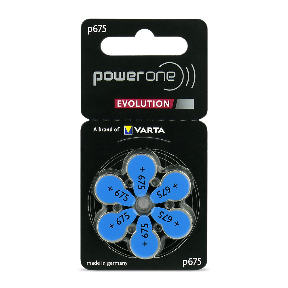 Baterie do aparatów słuchowych Power One Evolution 675 6 szt.