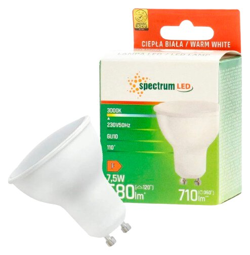 Żarówka LED GU10 7,5W CIEPŁA SPECTRUM WOJ14592