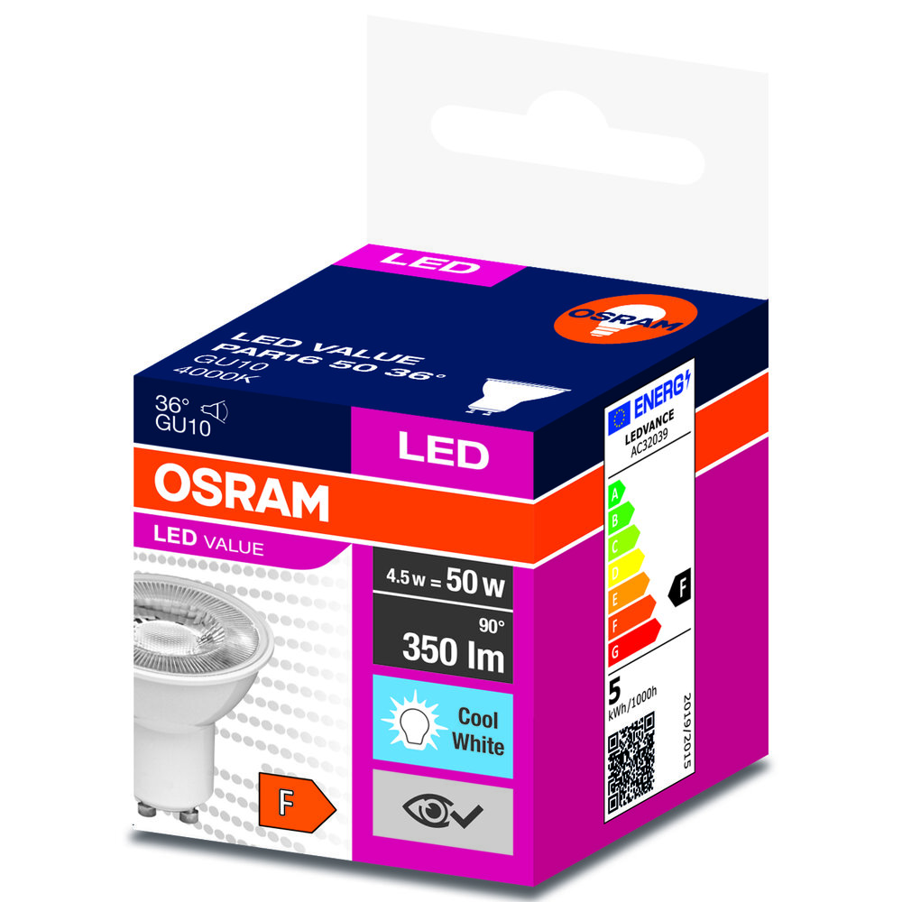 Żarówka LED 4,5W GU10 Osram Naturalna 4000k 36°
