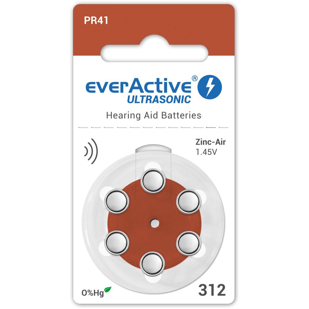 Baterie do aparatów słuchowych everActive Ultrasonic 312 6 szt.