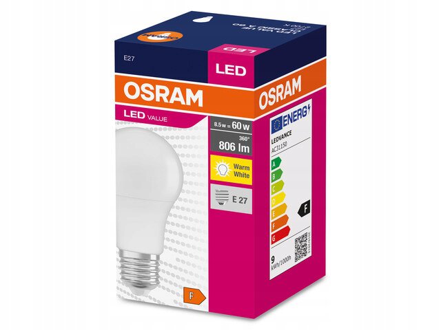 Żarówka LED 8,5W E27 Bańka Osram Ciepła 2700K