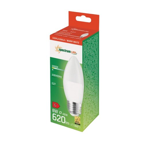 Żarówka LED 8W E27 ŚWIECZKA CIEPŁA SPECTRUM WOJ14223