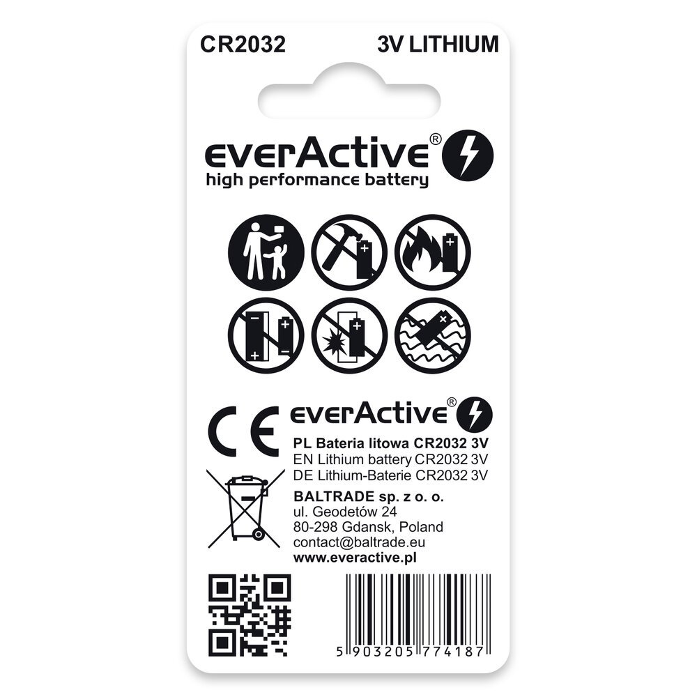 CR2032 2BL everActive BLISTER baterie litowe
