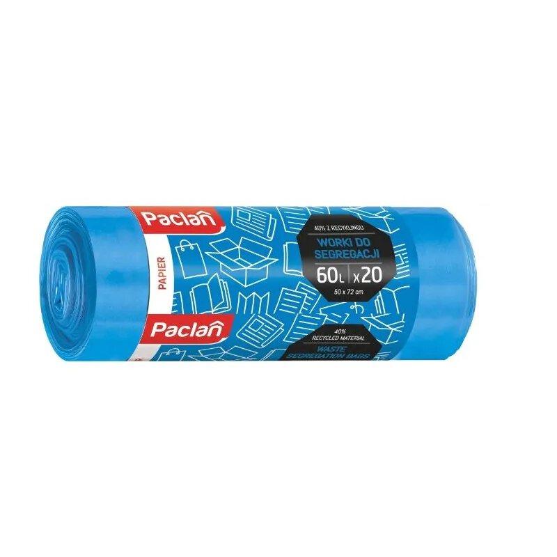 Worek do segr papier Paclan 60l 20 szt nieb.