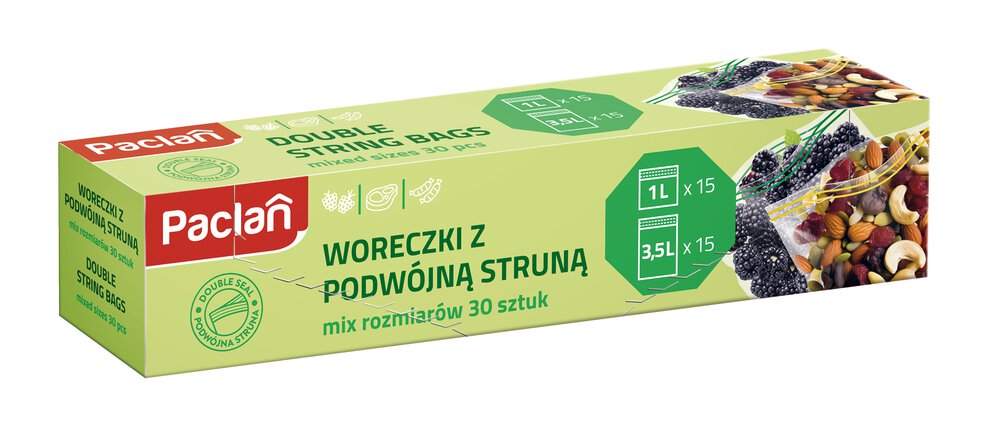 Woreczki strunowe MIX Paclan 1L i 3,5L po 15 szt.