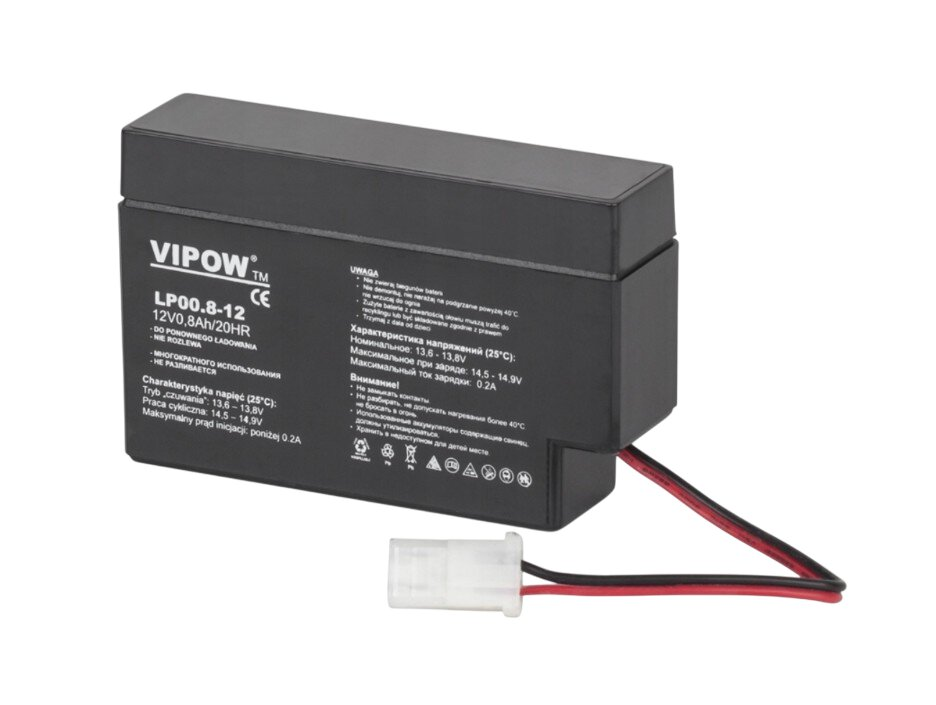 akumulator żelowy AGM Vipow 12V 0,8Ah