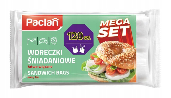 Woreczki śniadaniowe wiązane Paclan 120 szt