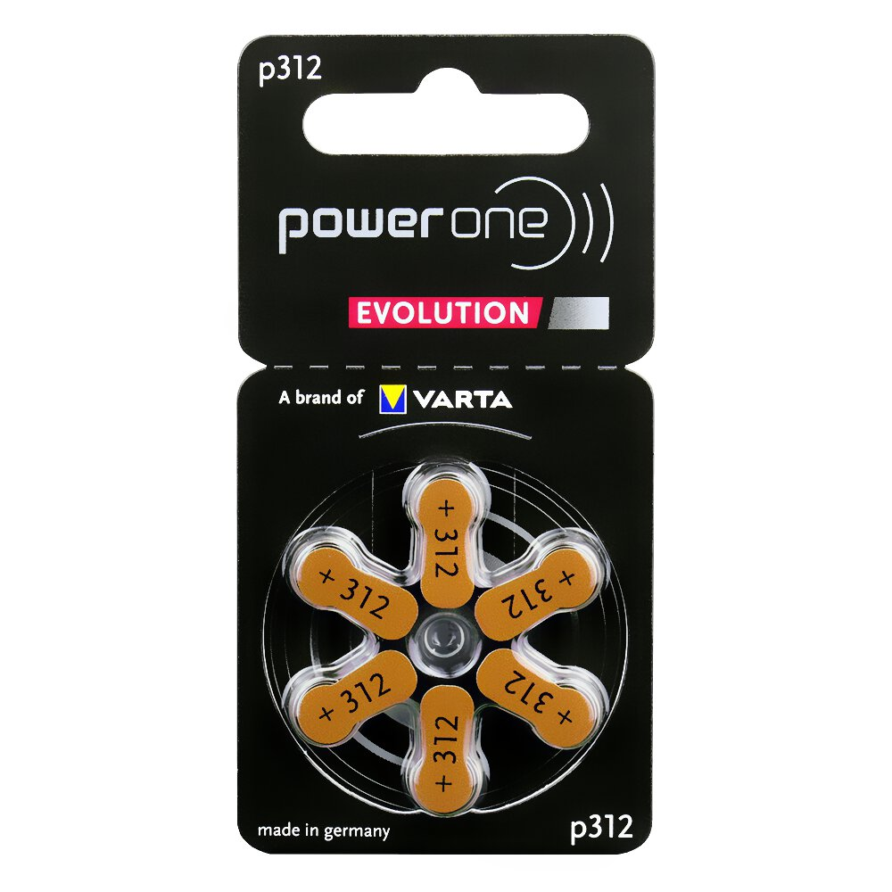 Baterie do aparatów słuchowych Power One Evolution 312 6 szt.