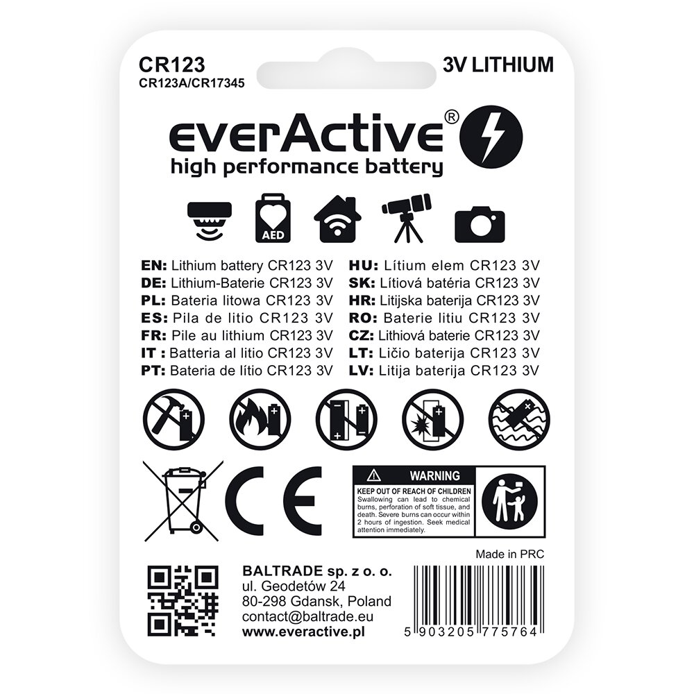 CR123 1BL everActive bateria litowa