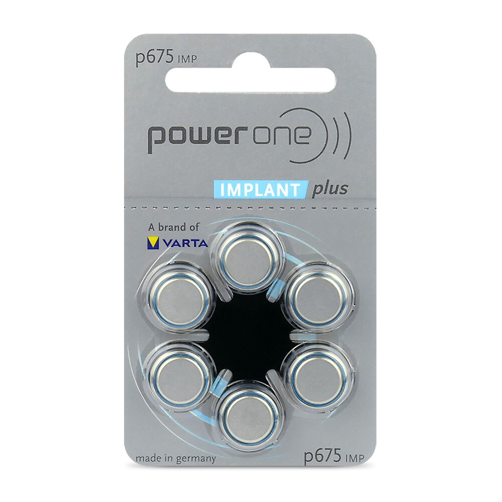 Baterie do aparatów słuchowych Power One Implant Plus 675 6 szt.