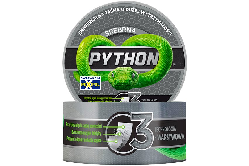 Taśma uniwersalna Python 48mm x 9m srebrna
