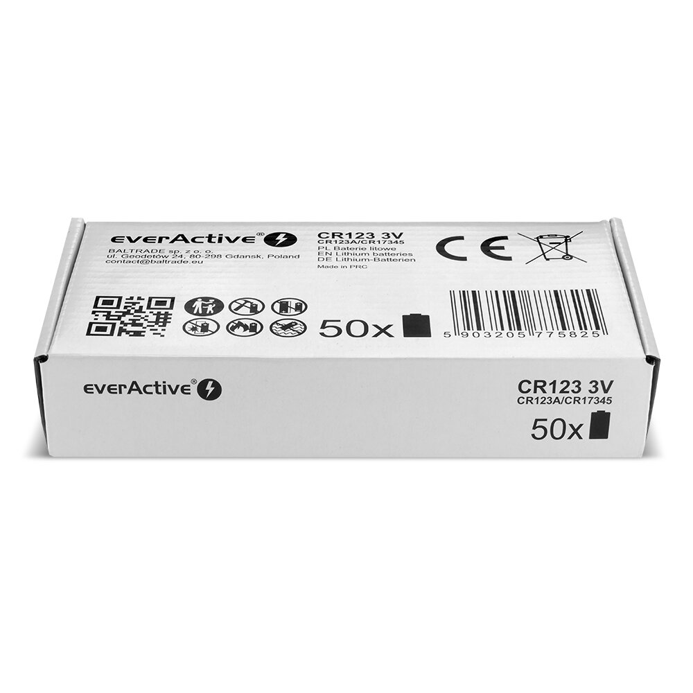 CR123 50 SZT everActive baterie litowe