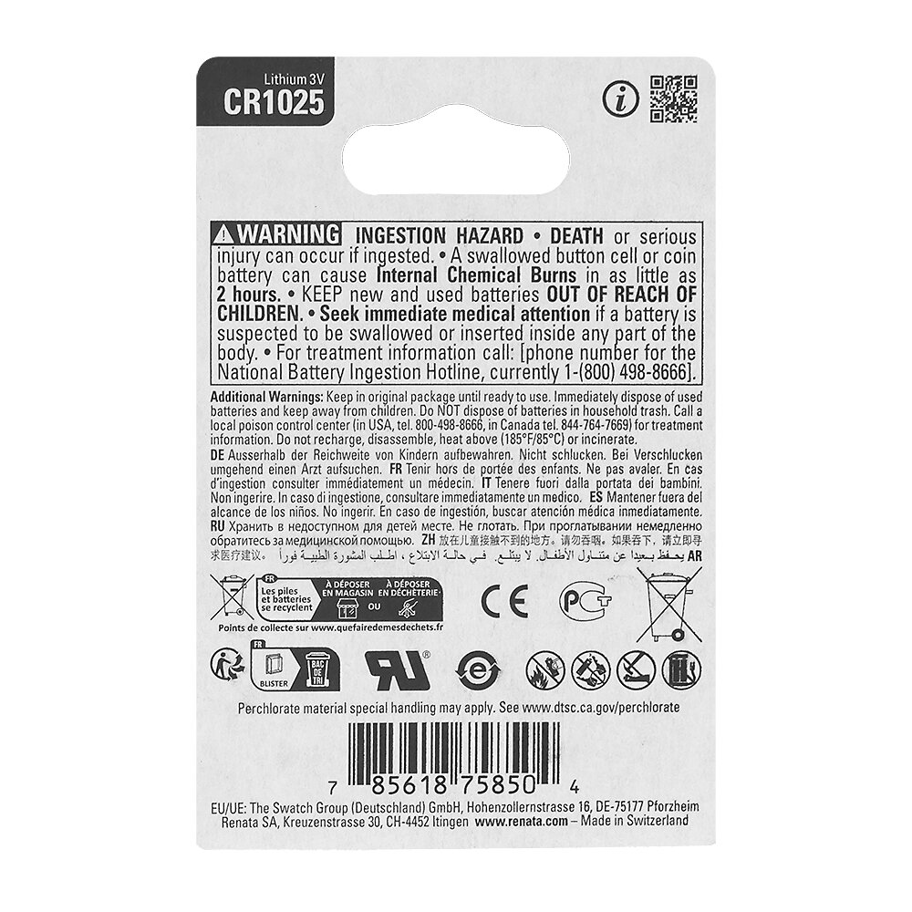 CR1025 SC 2BL Renata (bateria litowa)