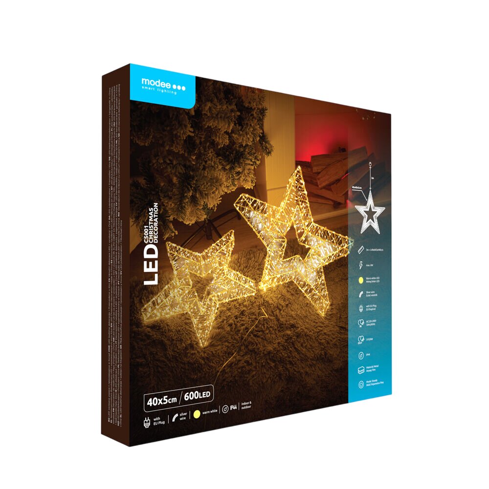 Dek. gwiazda modee 40x5cm WARM 600LED ML-C5001